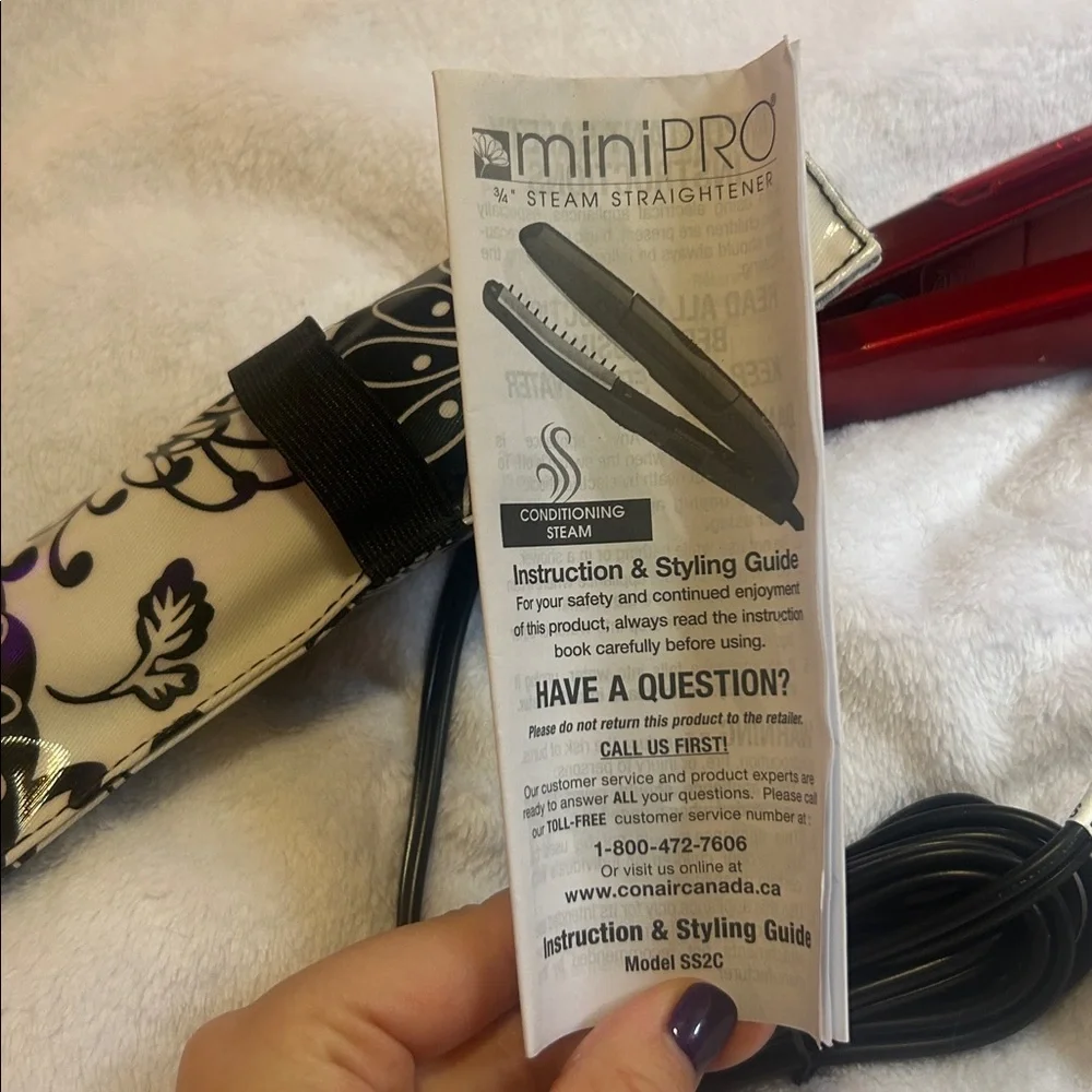 🩵3/$18🩵 Minipro Steam Travel Small Red Hair Straightener Floral Pouch Conair - Picture 8 of 8